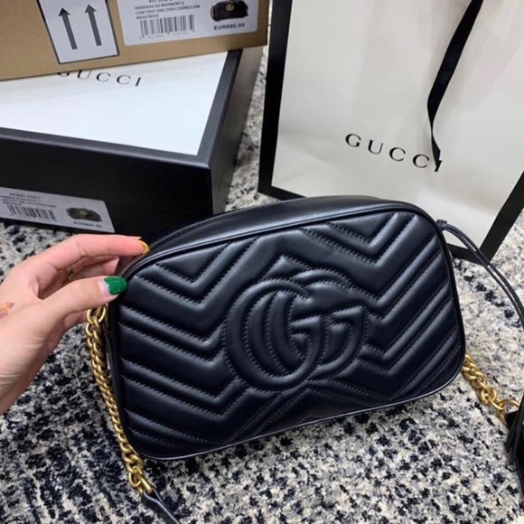 Gucci Handbags - Black Gucci Marmont Crossbody Bag!